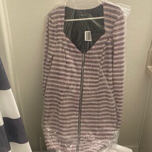 Bebe Pink and Black Striped Long Sleeve Dress